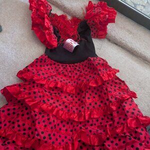 Yoremy Girls Size 8 Red Black  Flamenco Dress Costume